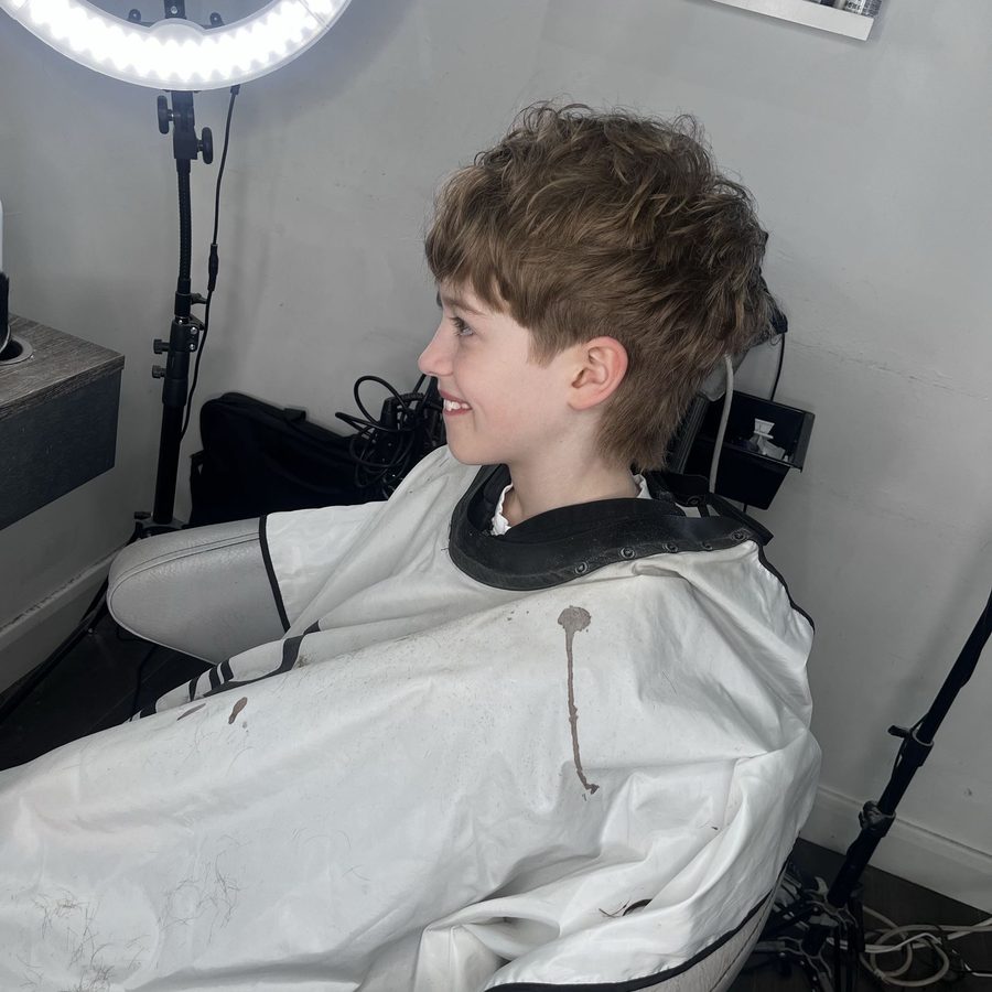 Sharp side parting cut by Ryan Haydock